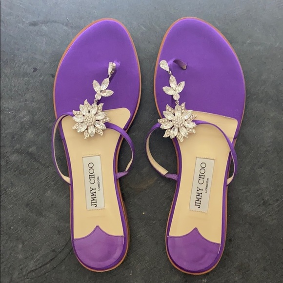 purple flip flops with rhinestones
